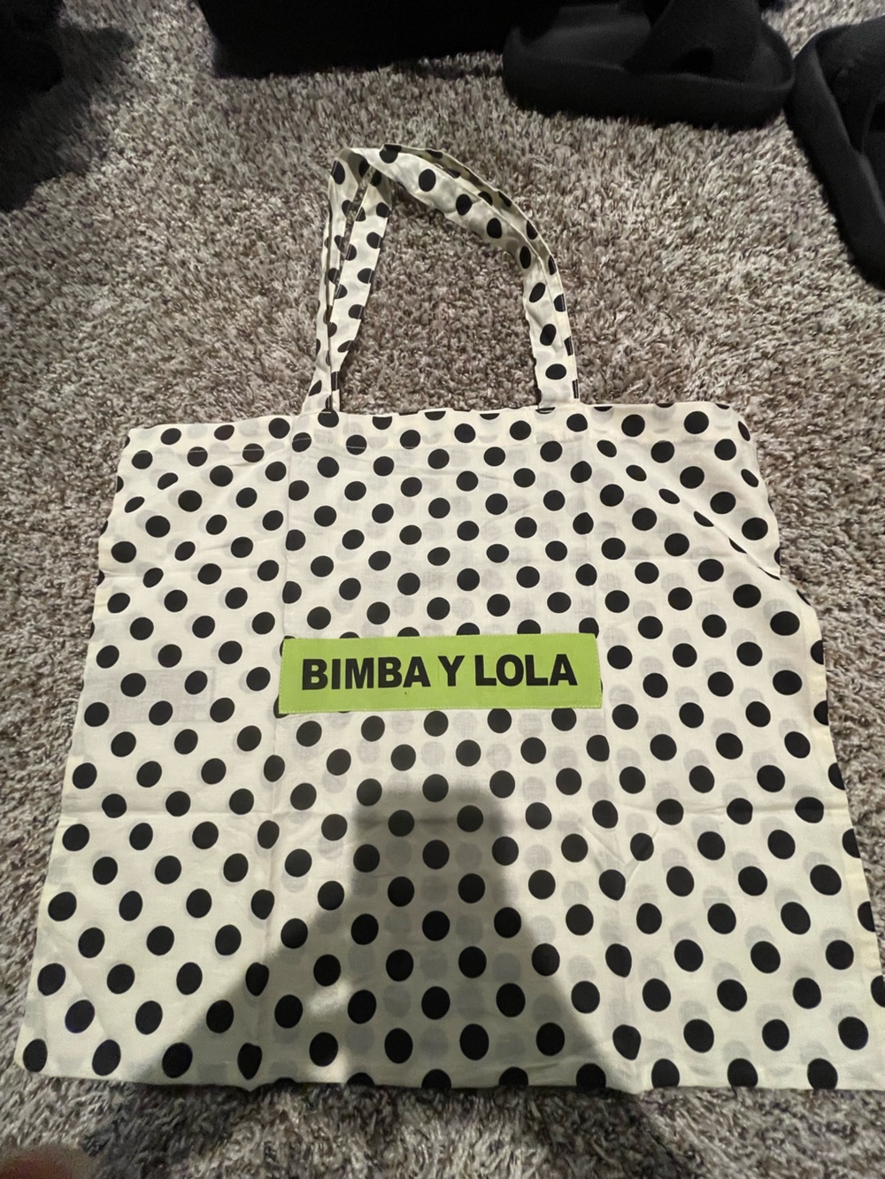 BIMBA Y LOLA Black Dot White Cotton Tote Bag